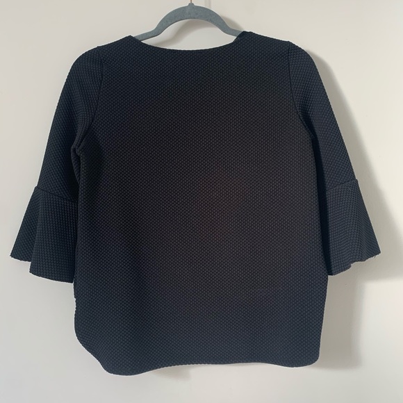 Zara Boxy Waffle Blouse with Bell Sleeves - Picture 2 of 3